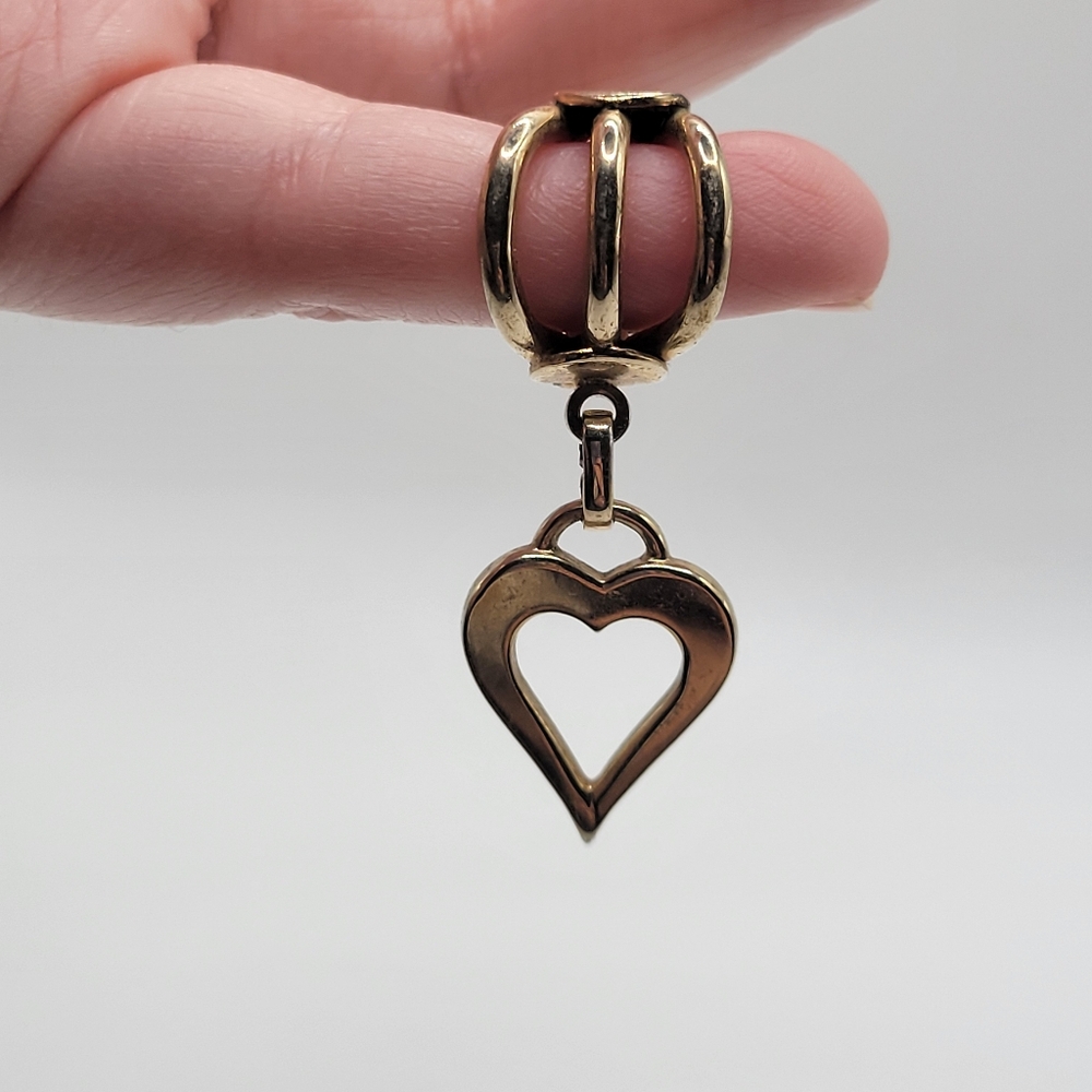 VTG Barclay Heart Dangle Earrings | Gold Tone | SIGNED - Picture 2 of 6